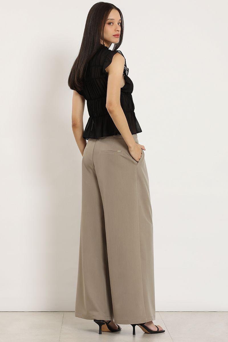 Pantalon ancho con pinzas, topo Liola-4