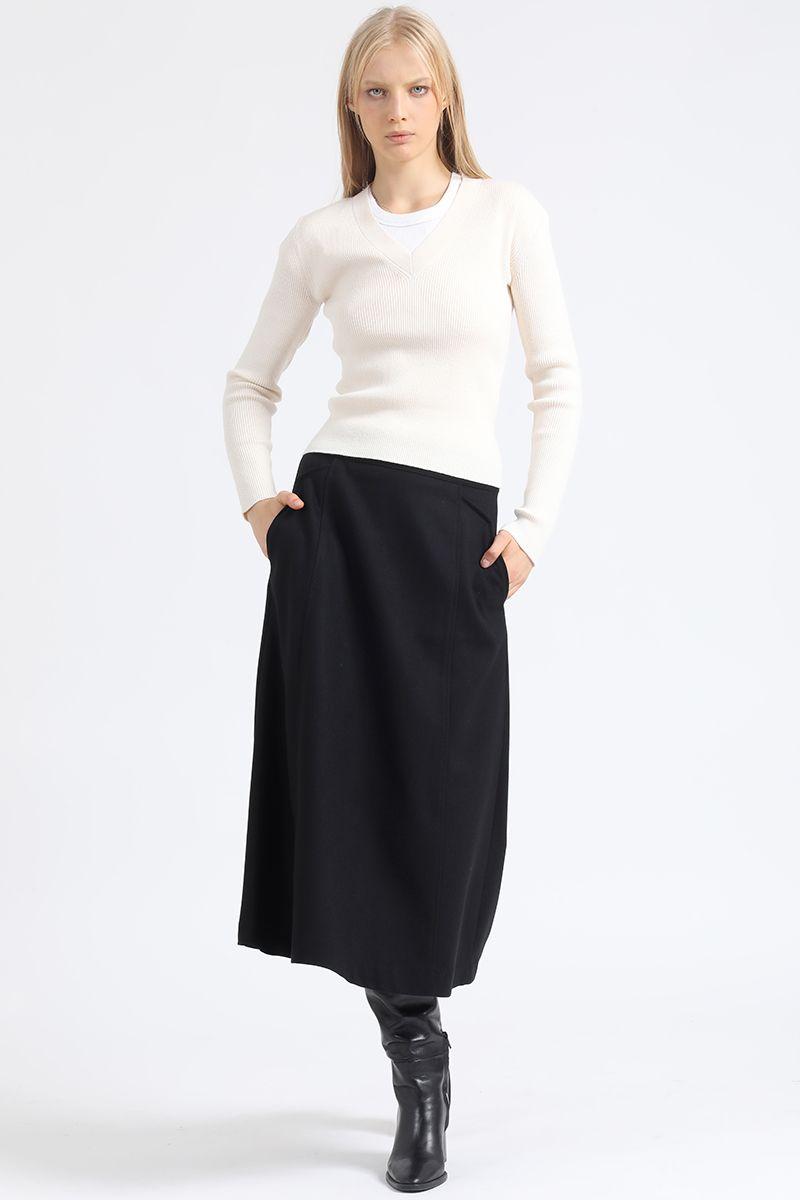 Sweater Basico Tejido Punto, Crudo Liola-1