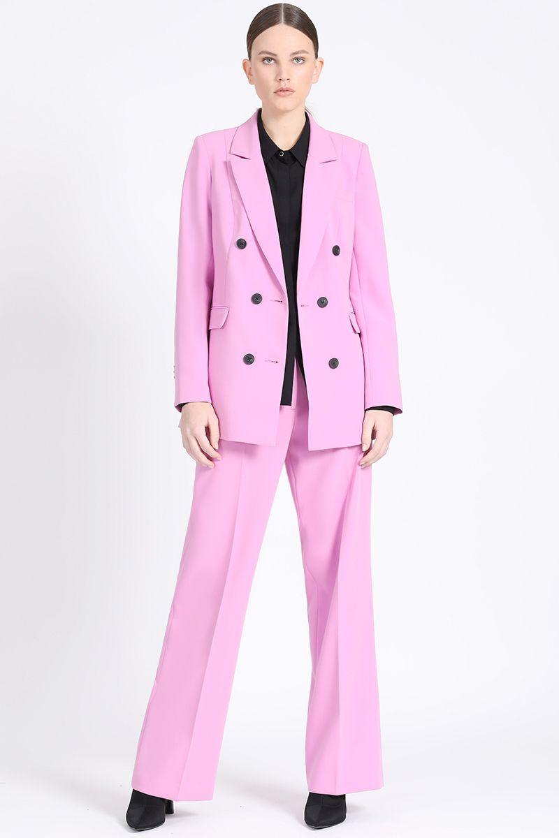 Blazer Largo Con Entalle, Cruzado, Lila Liola-2