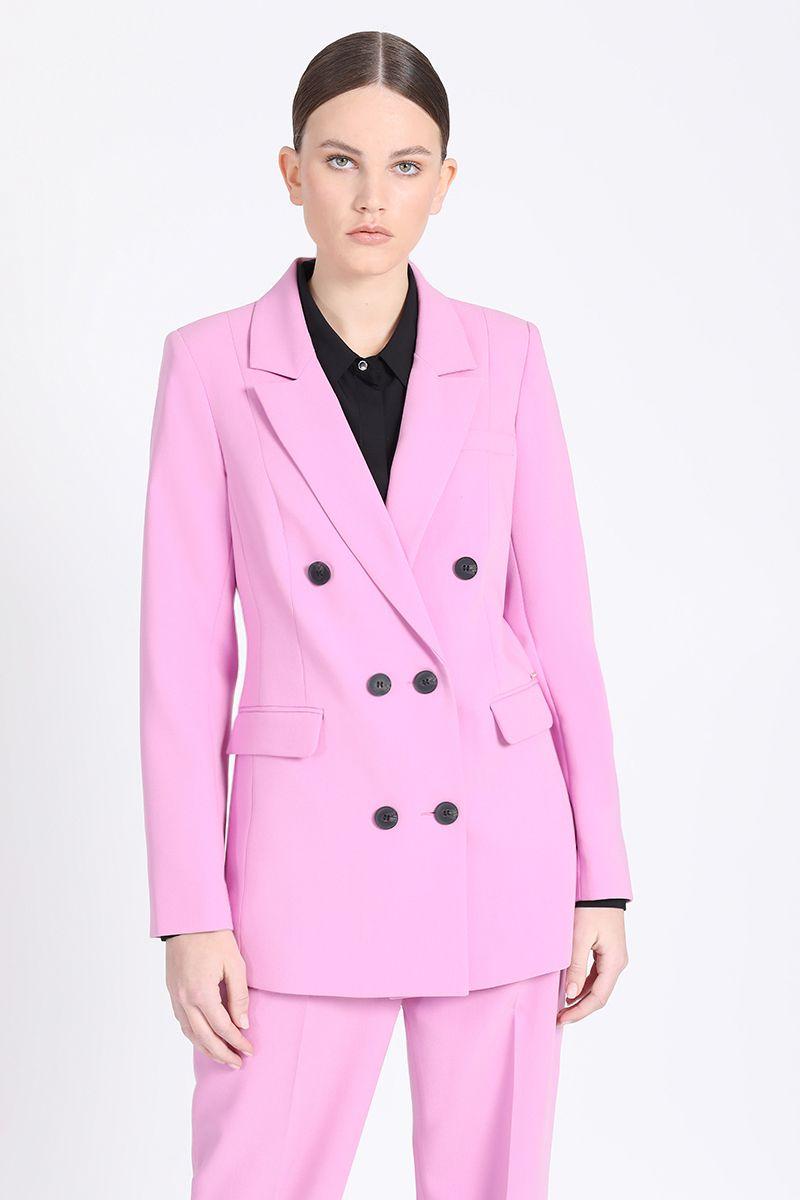 Blazer Largo Con Entalle, Cruzado, Lila Liola-5