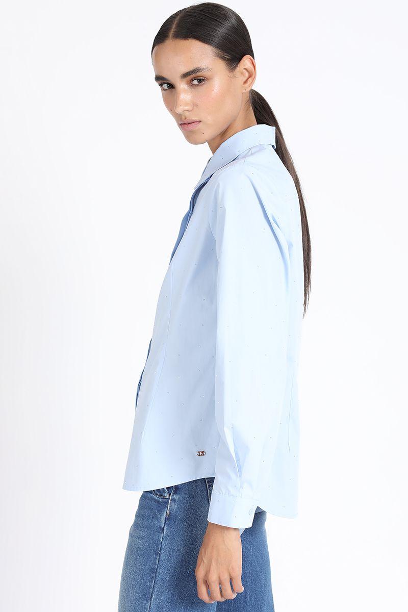 Camisa Poplin Con Strass, Celeste Liola-1