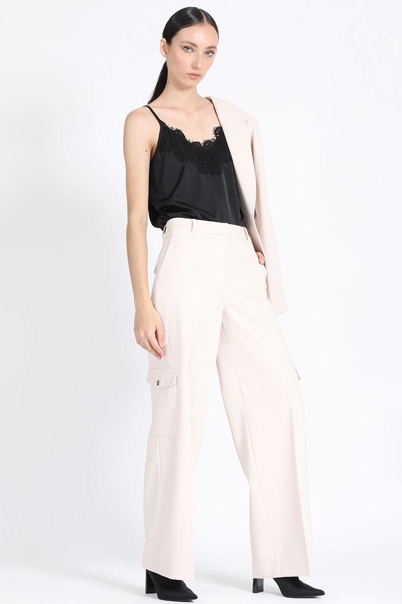 Pantalon Cargo Ancho, Crudo Liola-2