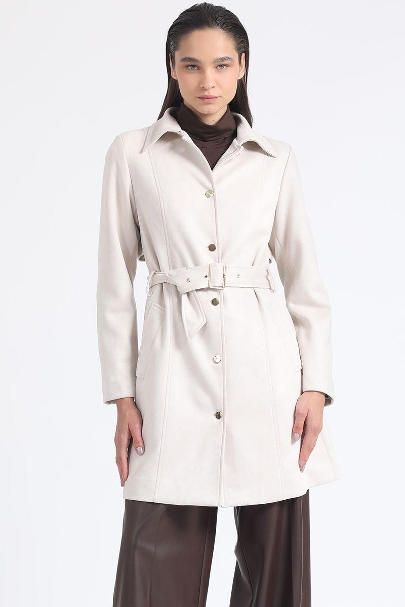 Trench Efecto Gamuza, Forro Estampado, Beige Liola-3