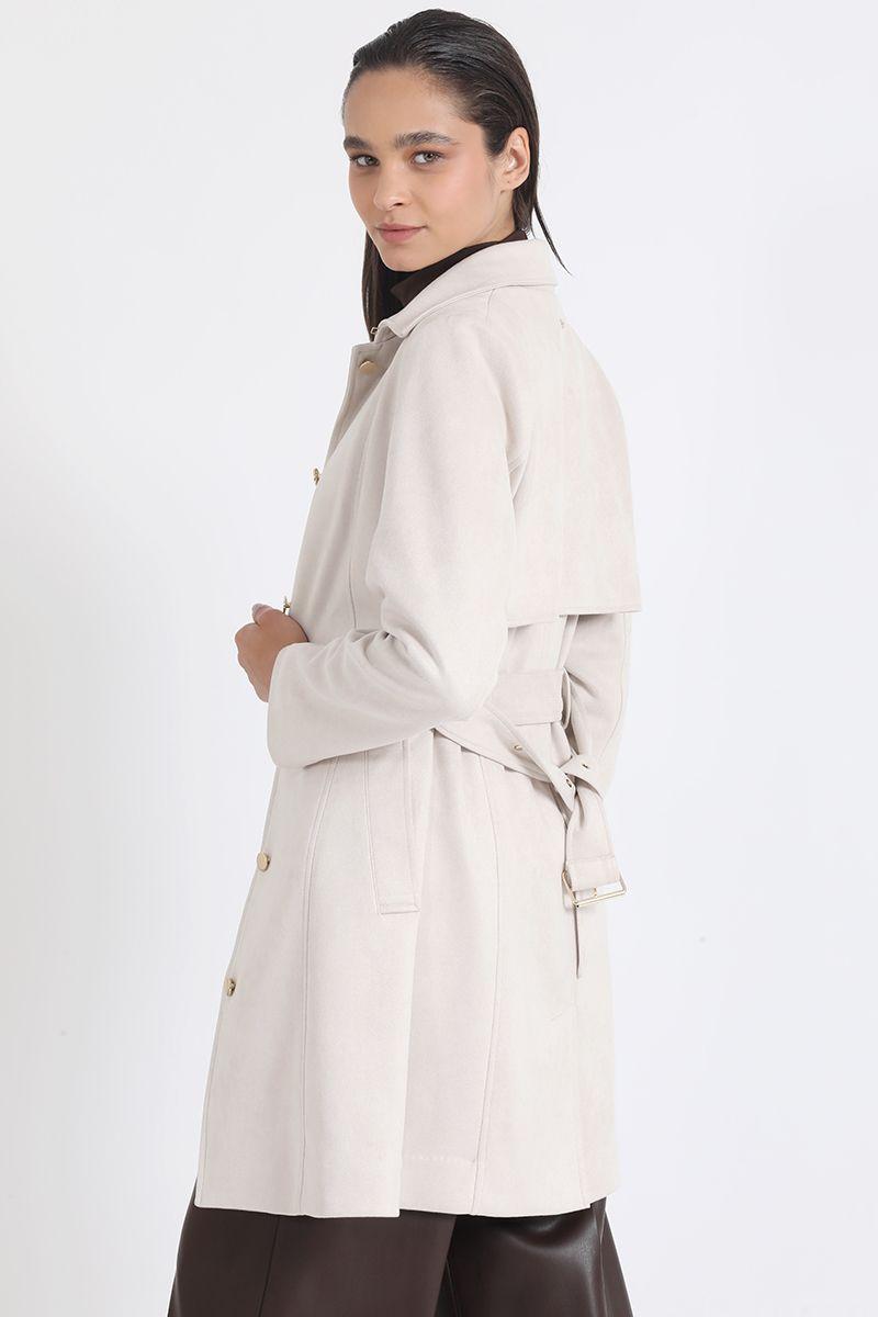 Trench Efecto Gamuza, Forro Estampado, Beige Liola-6
