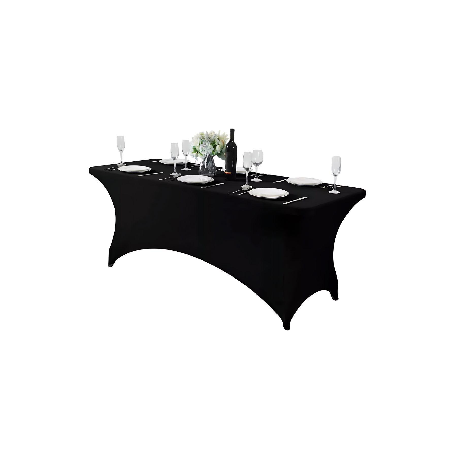 Funda Mantel Spandex Blanco 150cm x 75cm x 75cm Color Negro-2