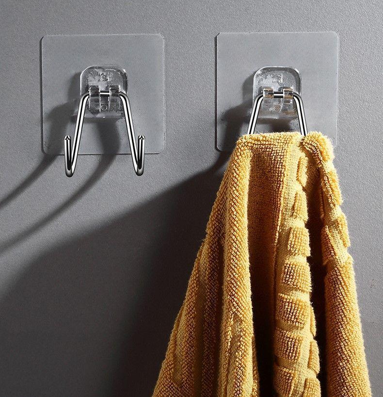 Set 5 Perchas Ganchos 7x7 Baño Organizador Doble Adhesivo-2