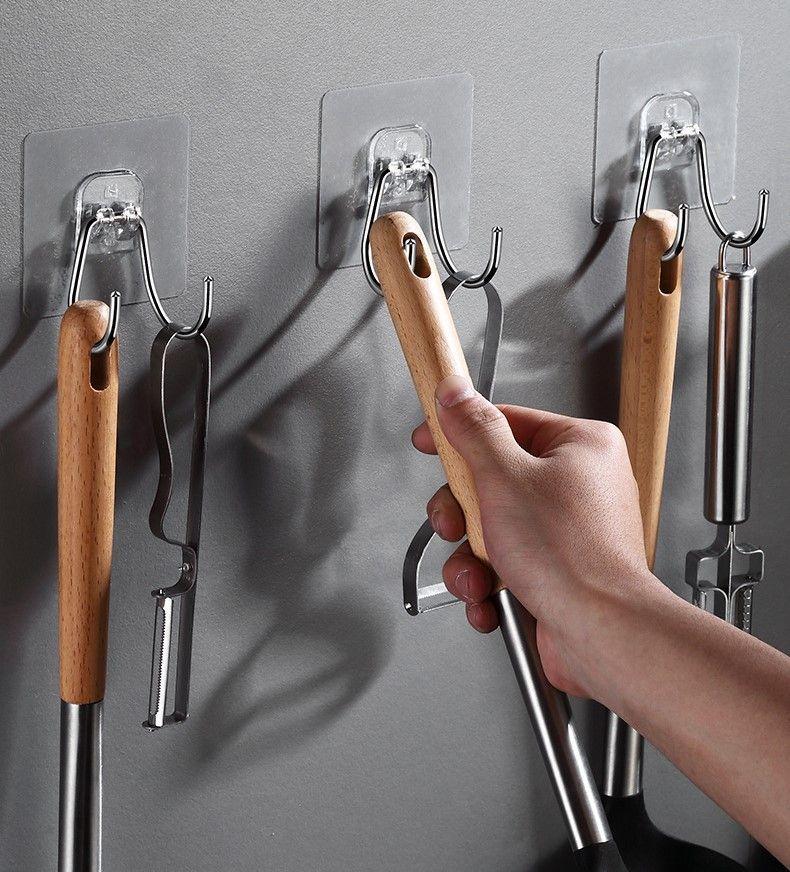 Set 5 Perchas Ganchos 7x7 Baño Organizador Doble Adhesivo-1