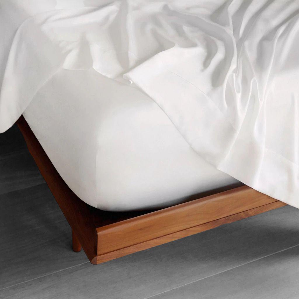 Sábana Bajera 100% seda Mulberry  Queen Blanca-3