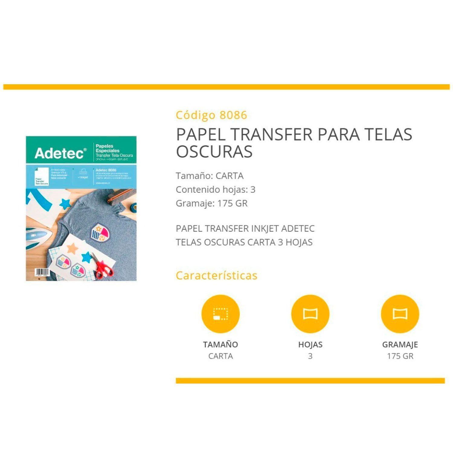 Papel Transfer Para Telas (ropa) Oscura Para Impresoras Inkj-2