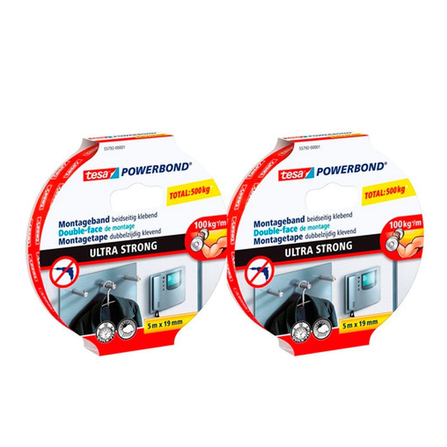 2 Cintas Tesa Doble Faz Ultrafuerte, Soporta 500 Kg 5m C/u-0