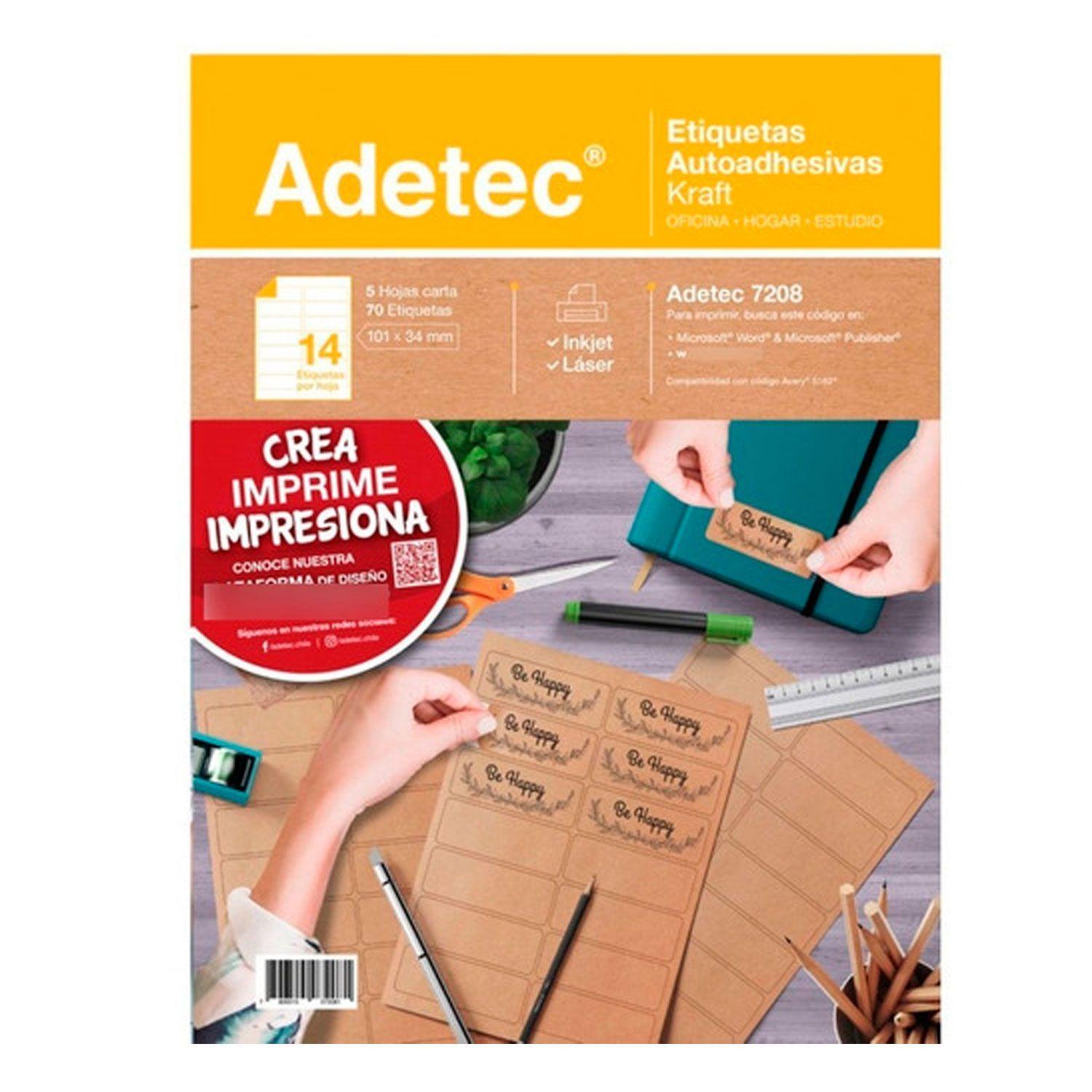 Papel Impresora Kraft 101x34 Mm Autoadhesivas 70 Etiquetas-0