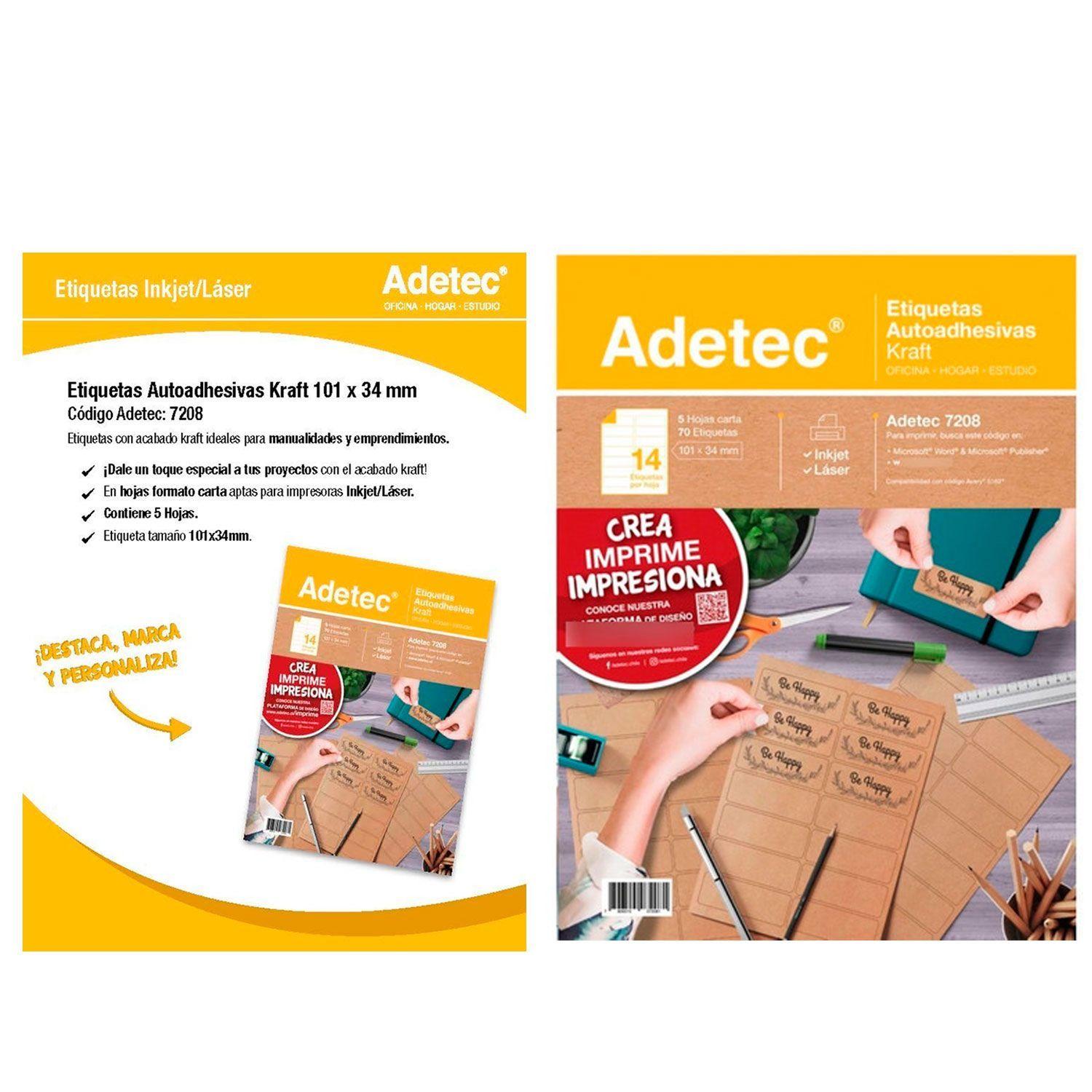 Papel Impresora Kraft 101x34 Mm Autoadhesivas 70 Etiquetas-2