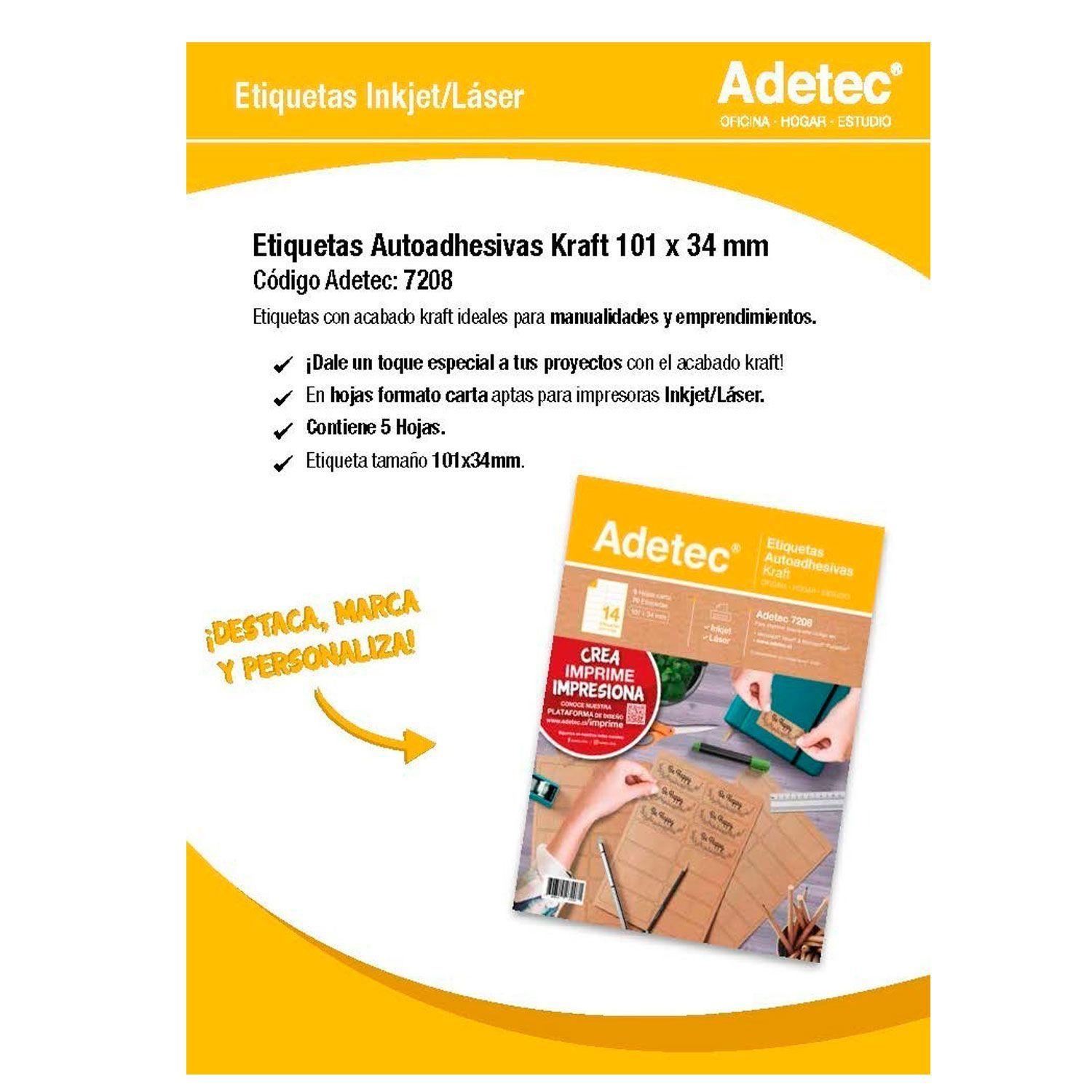 Papel Impresora Kraft 101x34 Mm Autoadhesivas 70 Etiquetas-1