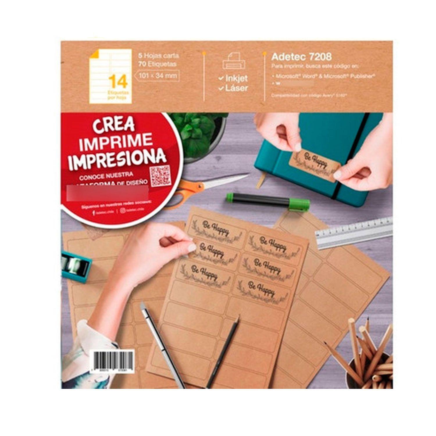 Papel Impresora Kraft 101x34 Mm Autoadhesivas 70 Etiquetas-4