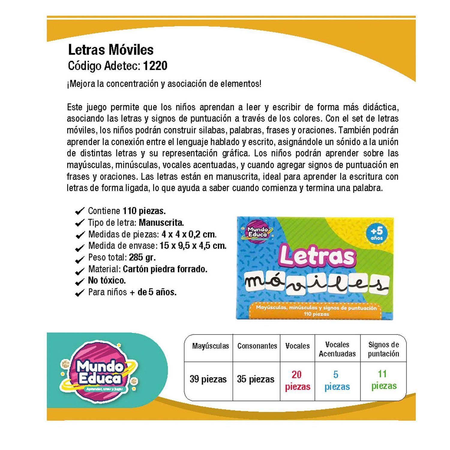 Juego Educativo Letras Moviles 110 Piezas-1