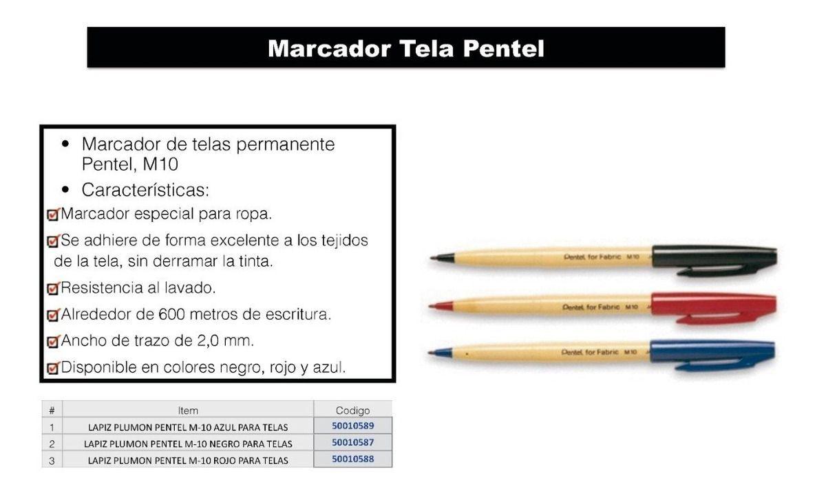 3 Marcadores Permanentes M10 Pentel+ 36 Etiquetas De Ropa-6