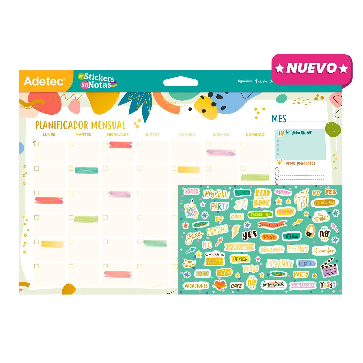 Calendario Planificador Mensual  30 Hojas + Stickers-1