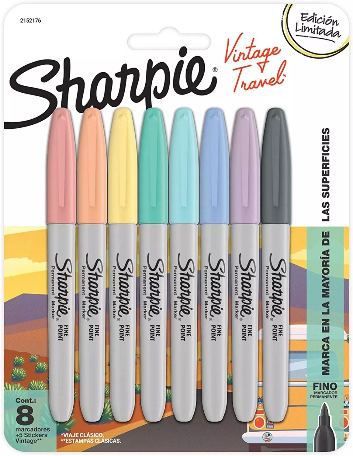 8 Plumones Marcador Permanente Sharpie Colores Vintage-0