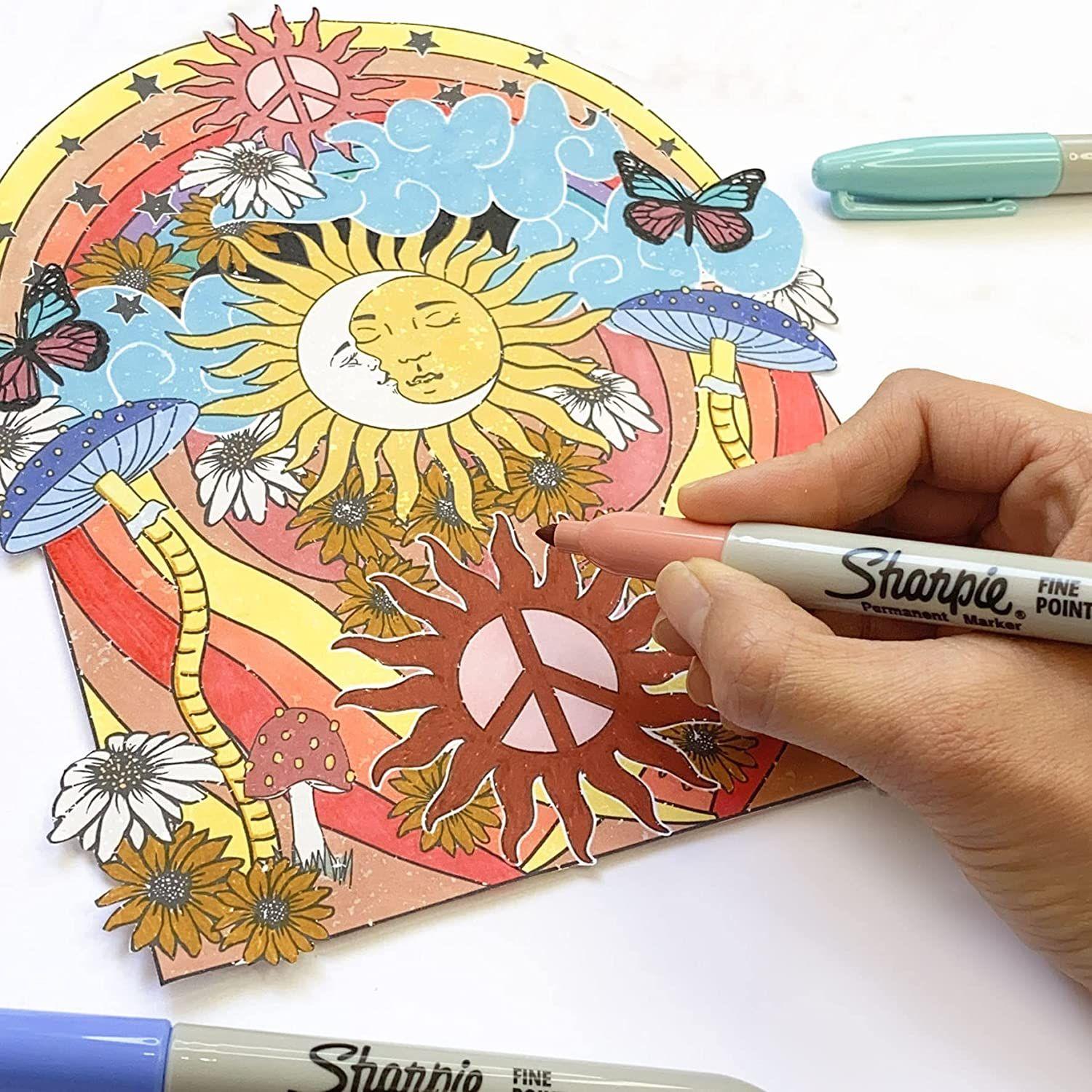 8 Plumones Marcador Permanente Sharpie Colores Vintage-4