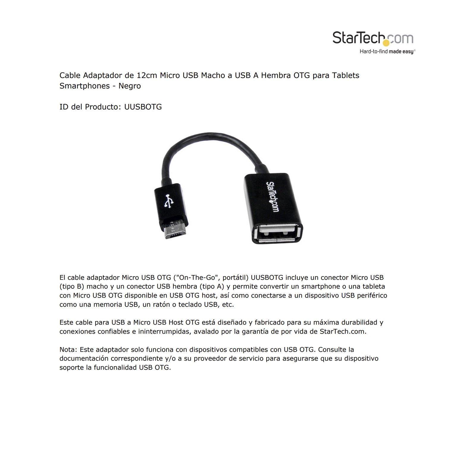 Adaptador 12Cm Micro Usb Macho A Usb A Hembra OTG Startech-5