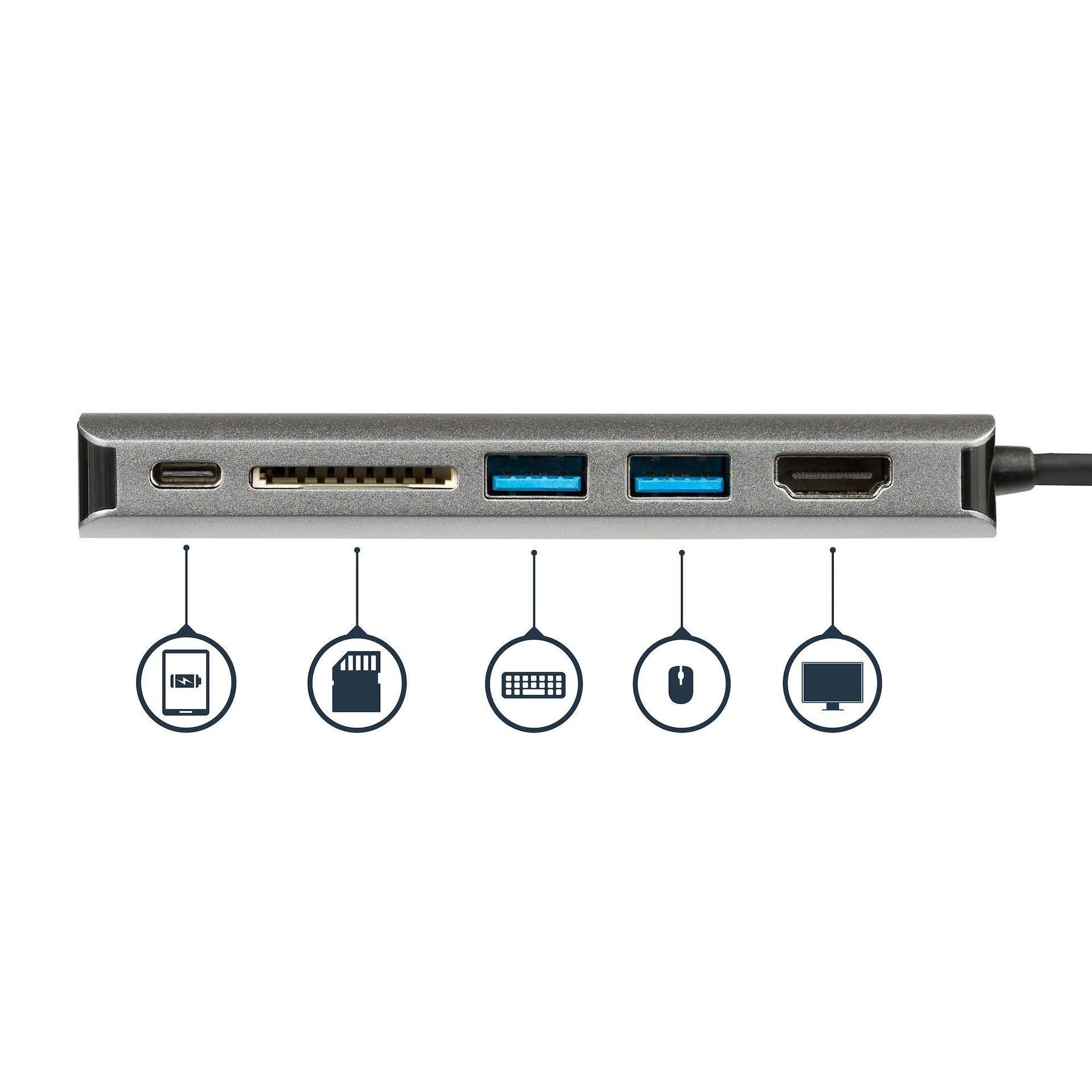 Adaptador USB-C HDMI 4K 2 USB 3.0 Lector de Tarjetas SD/SDHC-2