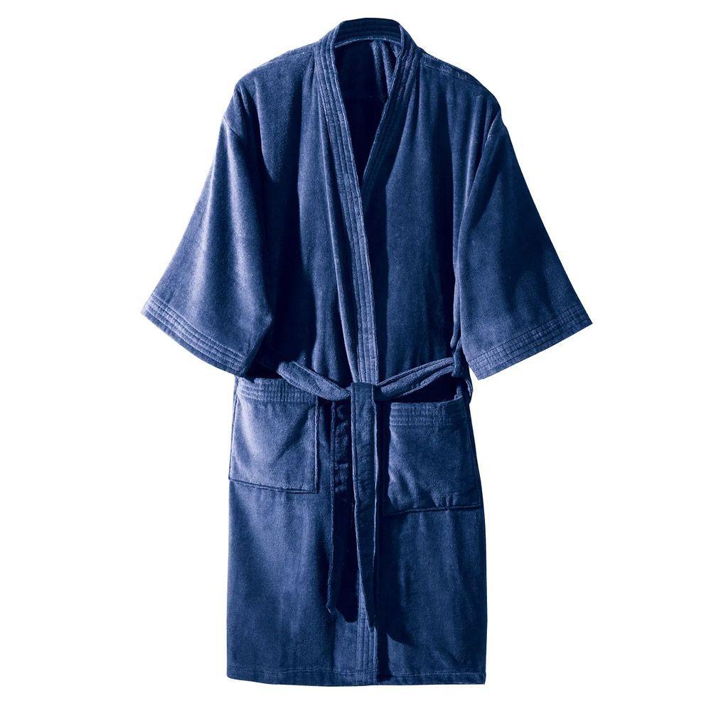 Bata de baño adulto Confort Velour azul 280g 100% algodón - Döhler-0
