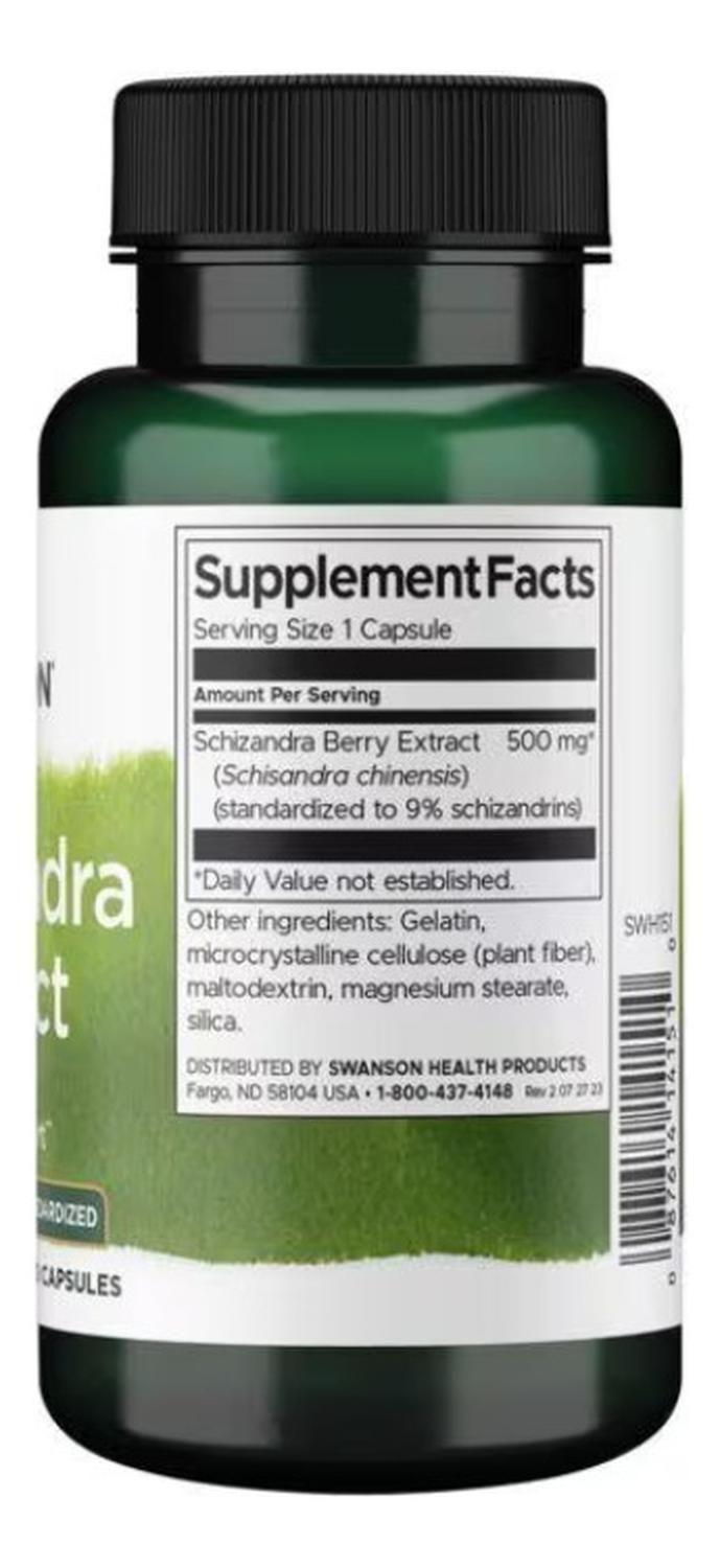 Schizandra Extract Swanson Standardized 500 mg 60 Caps-2