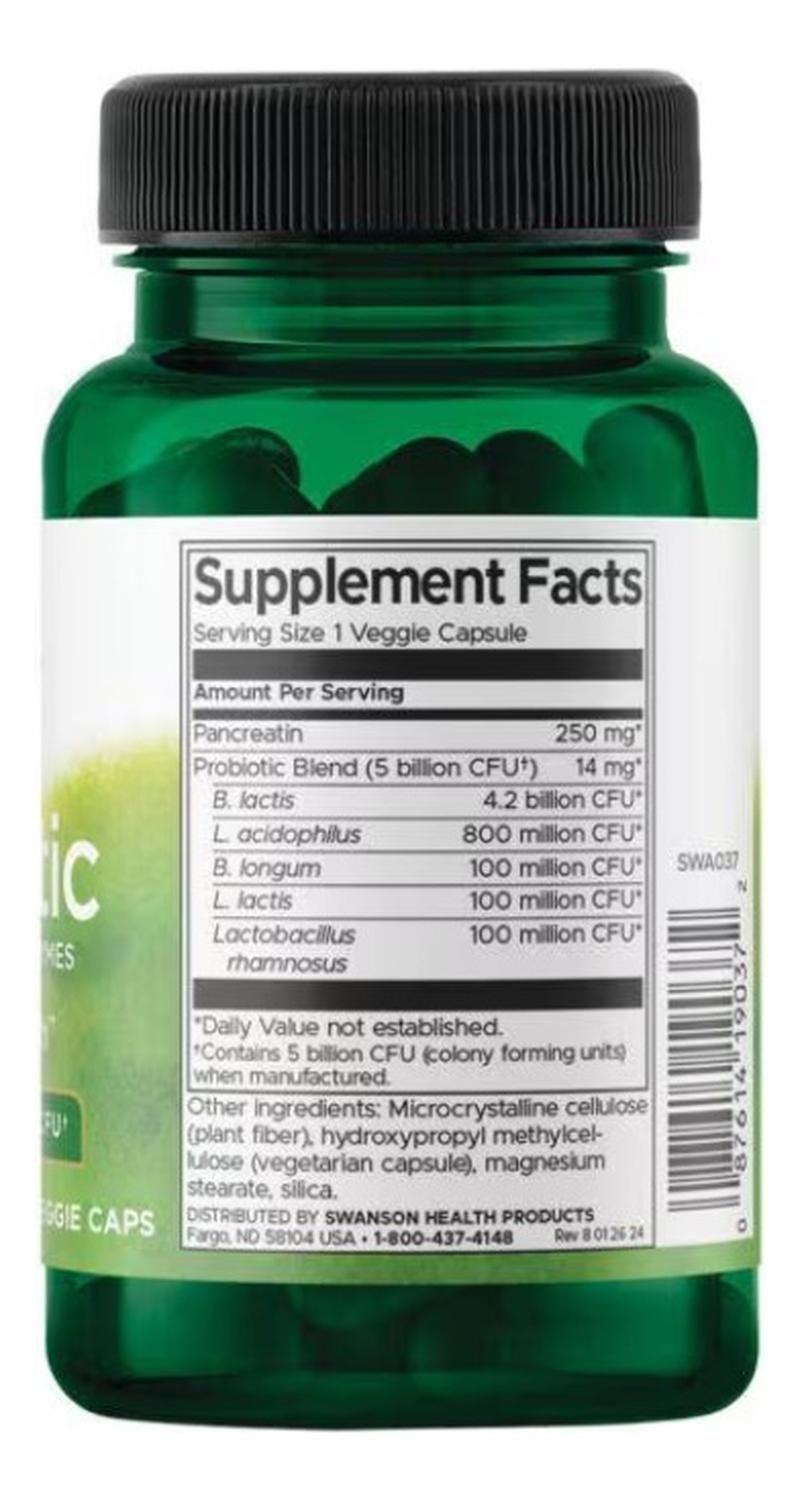 SWA037 Probiotic with Digestive Enzymes 5 Billion Cfu 60 Veg Caps-1