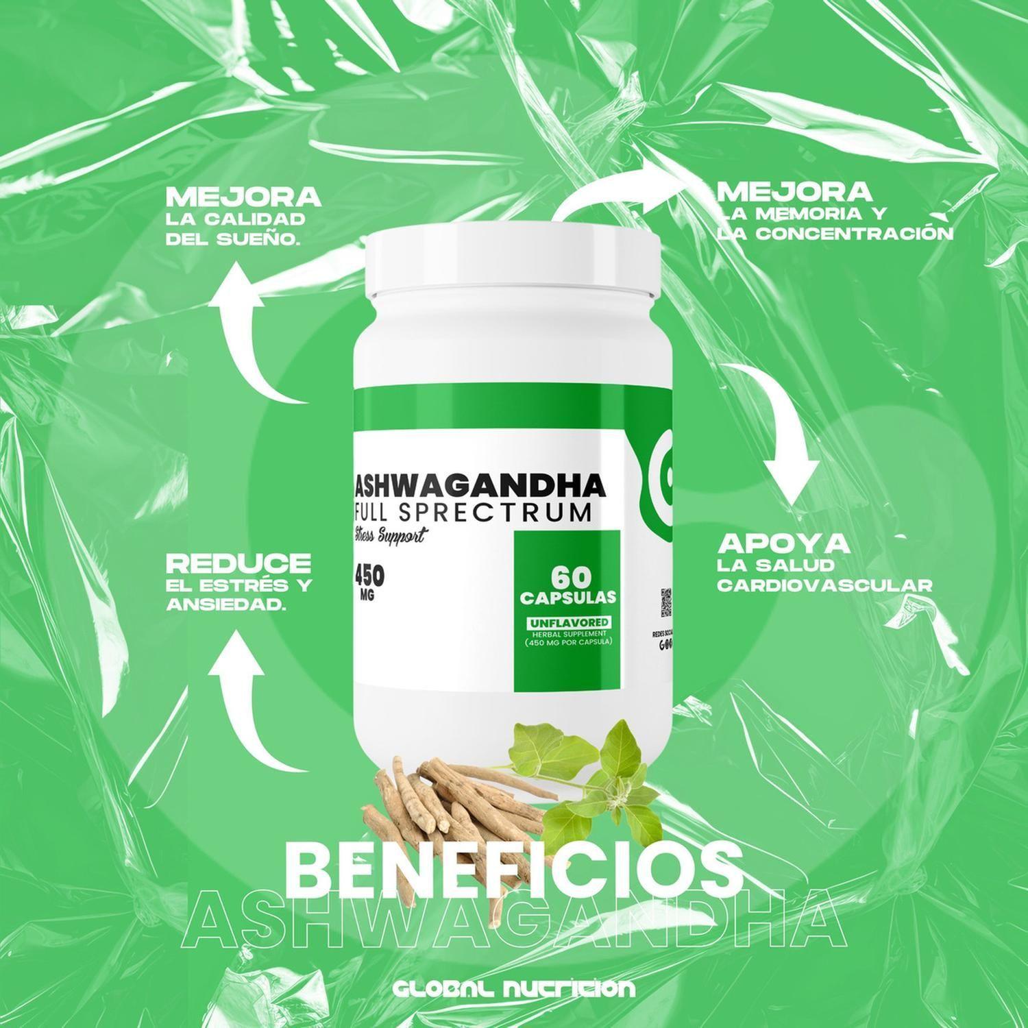 Ashwagandha Full Spectrum Global Nutrition 450 mg 60 Capsulas-1
