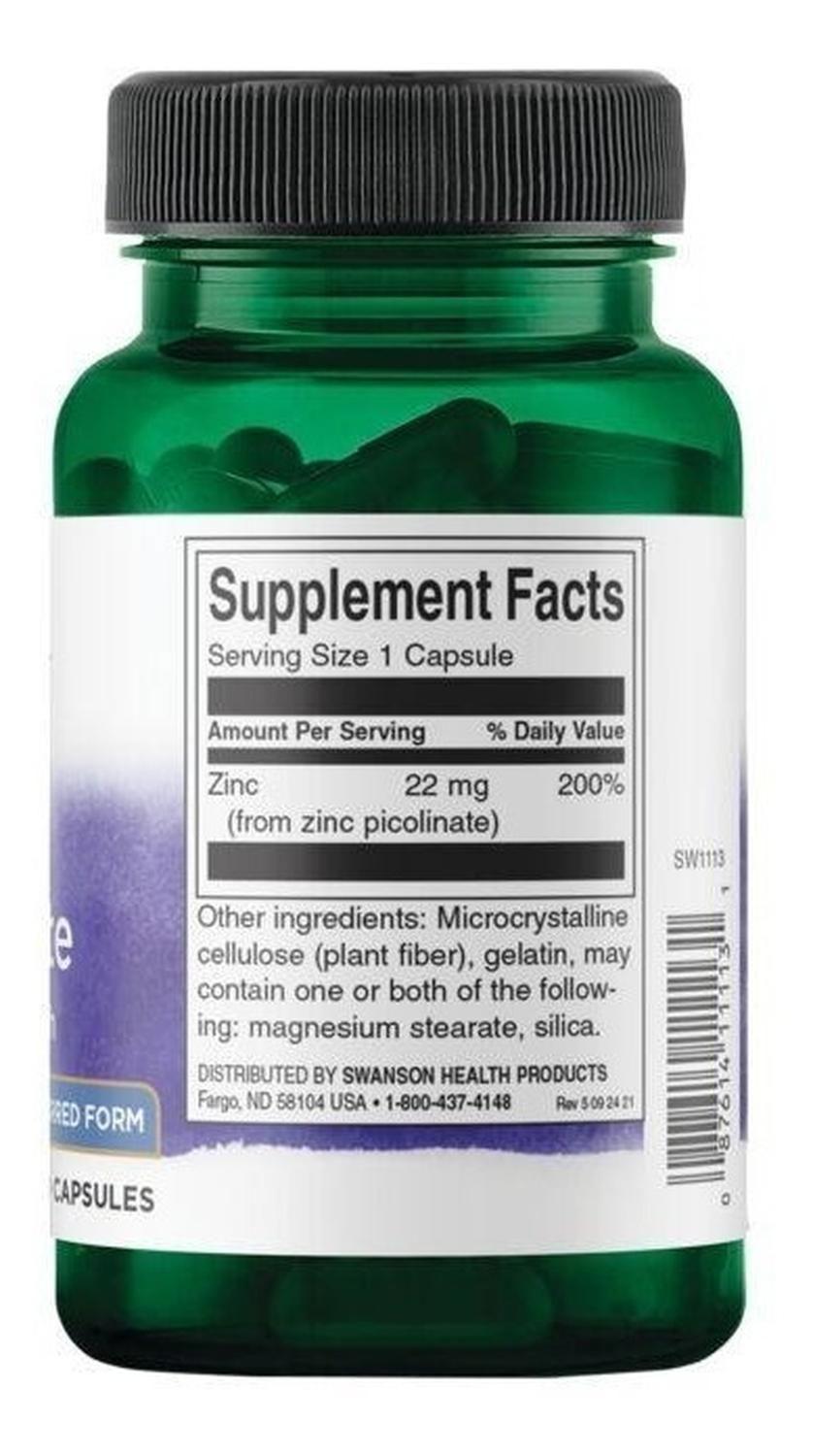 SW1113 Zinc Picolinate - Body Preferred Form 22 mg 60 Caps-2