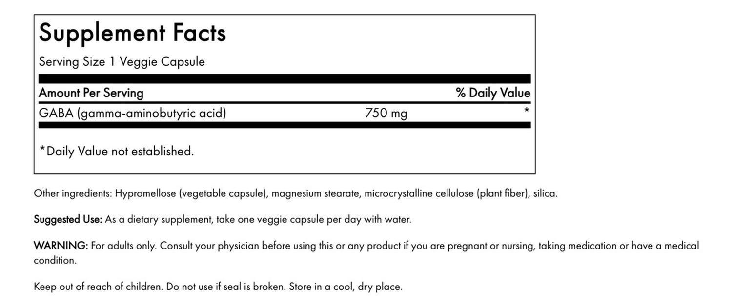 SWU676 Gaba - Maximum Strength 750 mg 60 Veg Caps-2