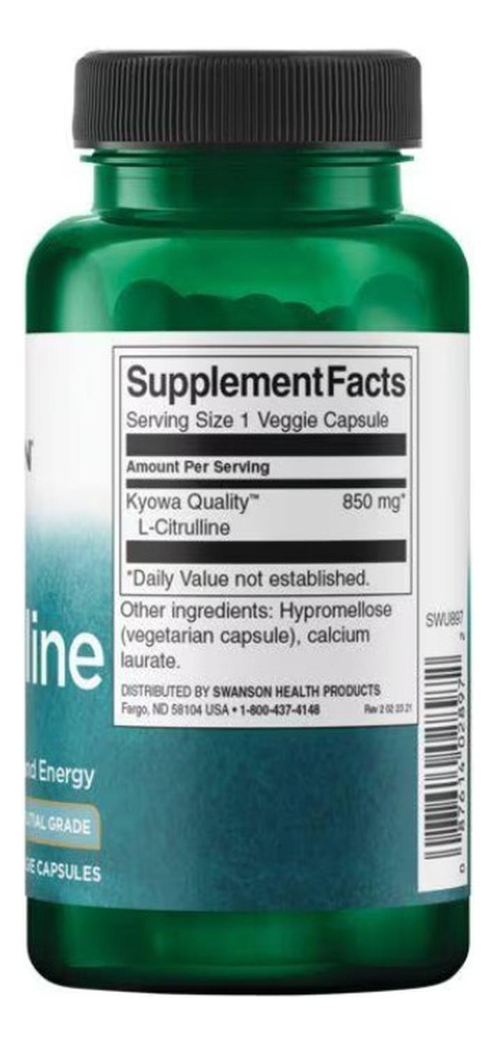 SWU897 L-Citrulline - Pharmaceutical Grade 850 mg 60 Veg Caps-1