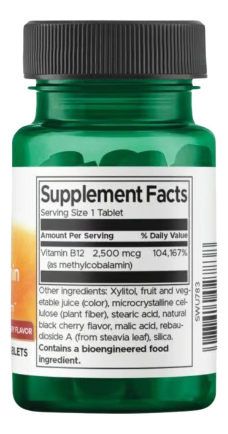 Vitamin B12 Methylcobalamin - Natural Cherry Flavored 2.500 mcg 60 Tabs-1