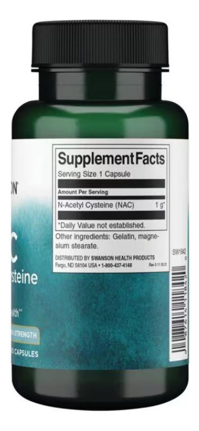 Nac N-Acetyl Cysteine Swanosn Extra Strength 1,000 mg 60 Caps-1