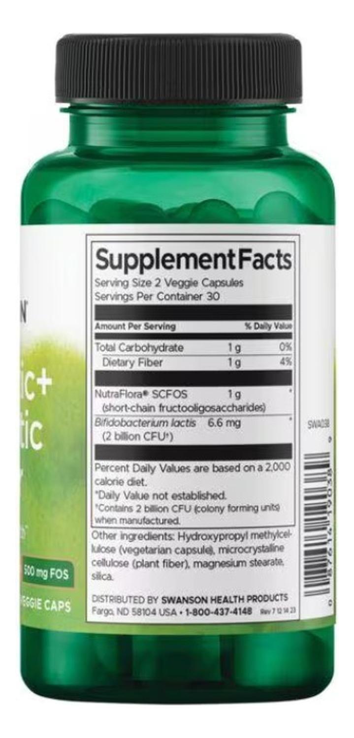 Probiotic+ Prebiotic Fiber 1 Billion Swanson Cfu 60 Vegan Caps-1