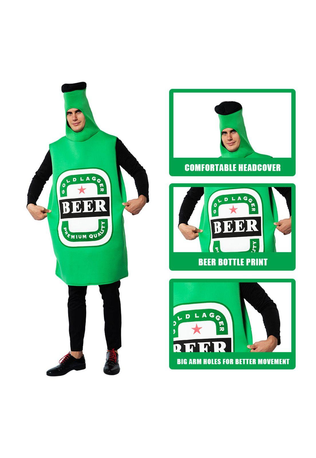 Traje Disfraz Botella De Cerveza Verde Adulto-3