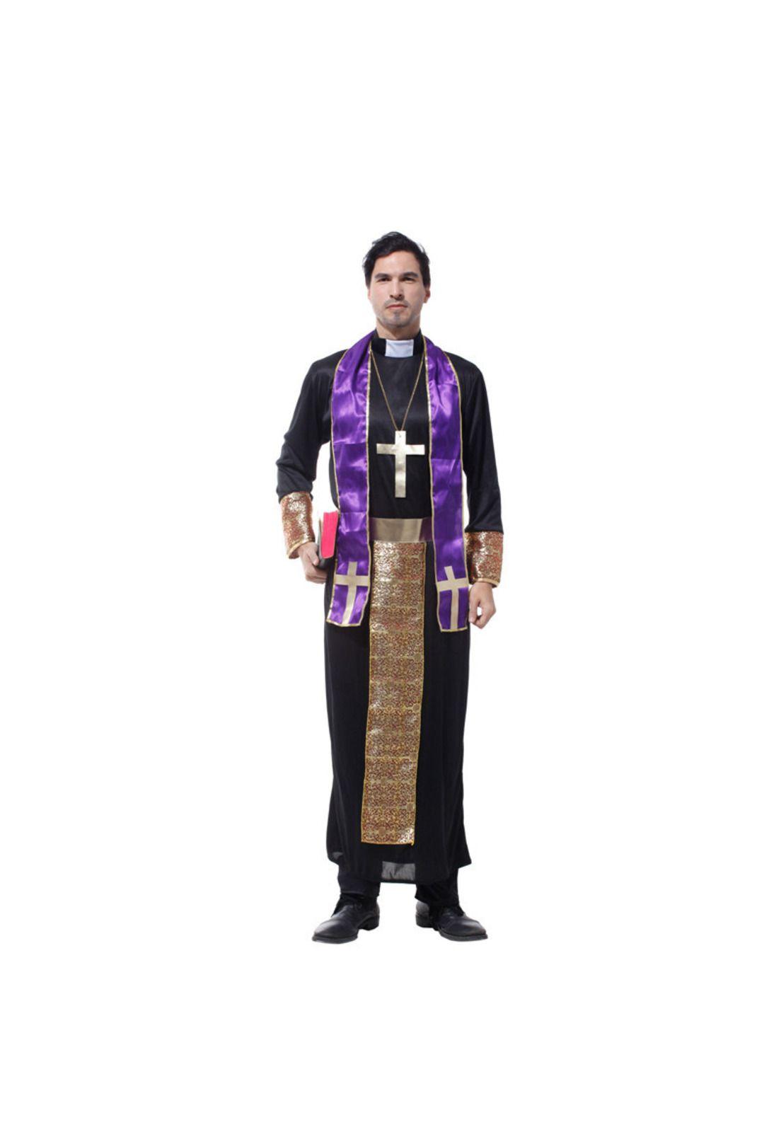 Disfraz Cosplay Cura Monje Morado Religioso - M-0