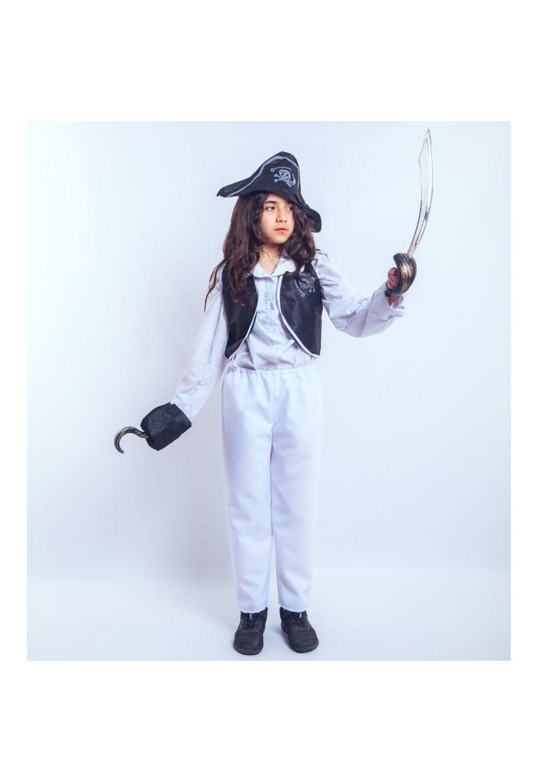 Set Accesorios Pirata Infantil Sombrero, Espada, Gancho, Chaleco, Bandera y Parche-6