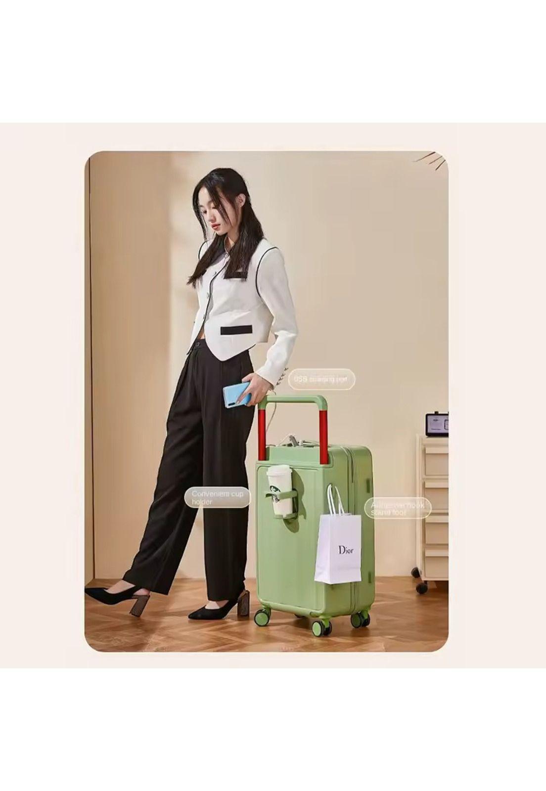 Maleta de Viaje Con Cargador 50 cm Verde-3