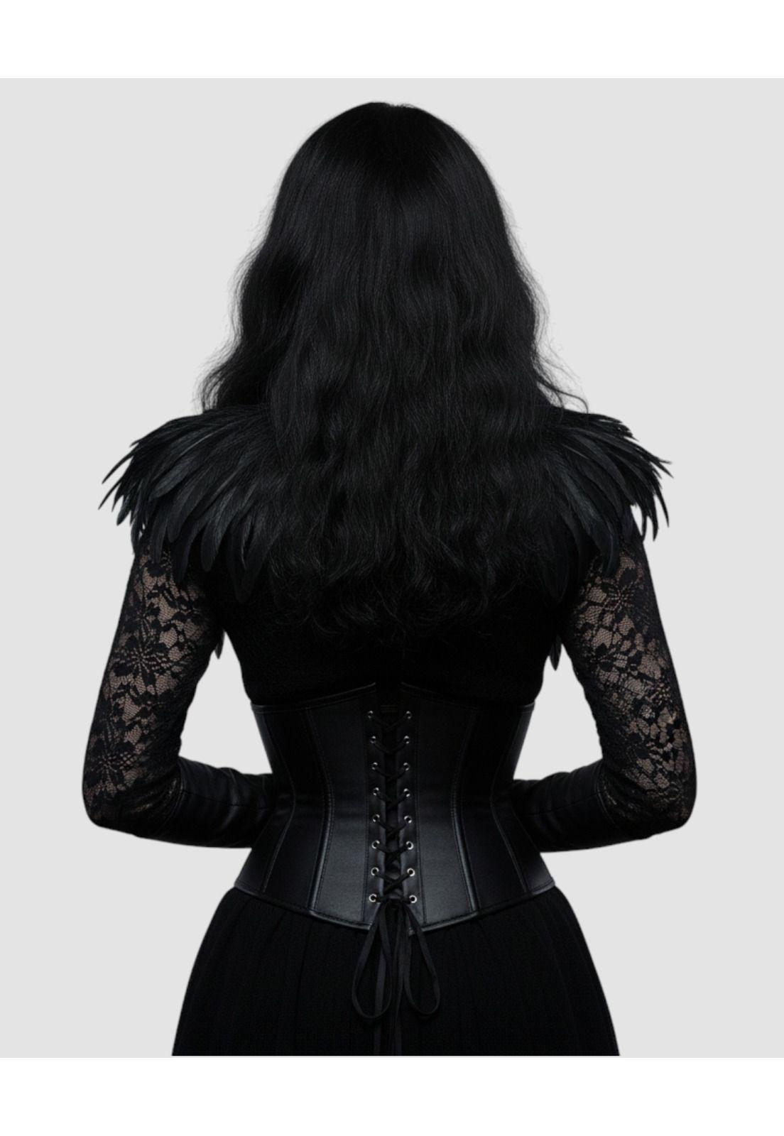 Capa Hombrera De Plumas Gótica Steampunk Halloween Disfraz-4