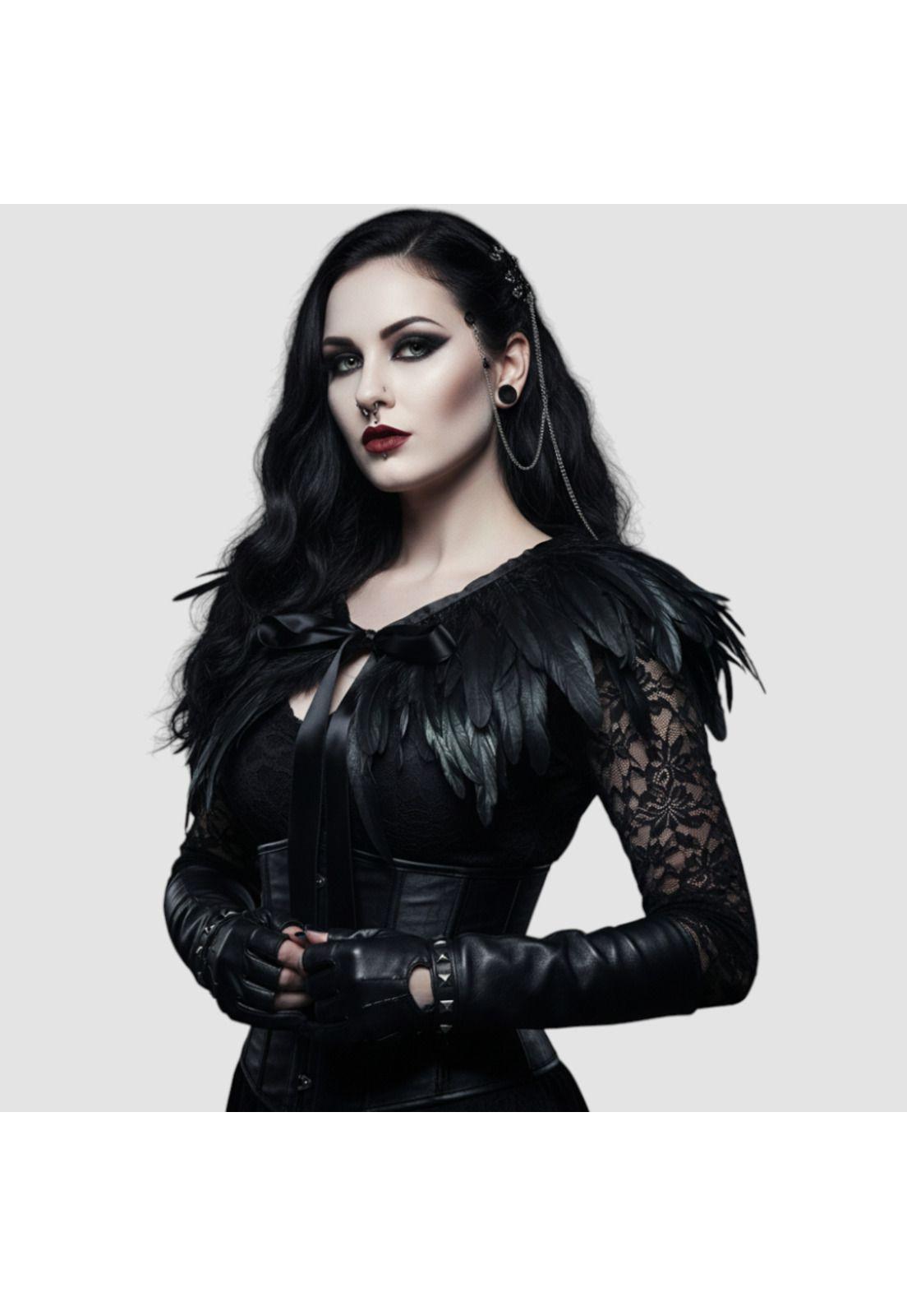 Capa Hombrera De Plumas Gótica Steampunk Halloween Disfraz-6