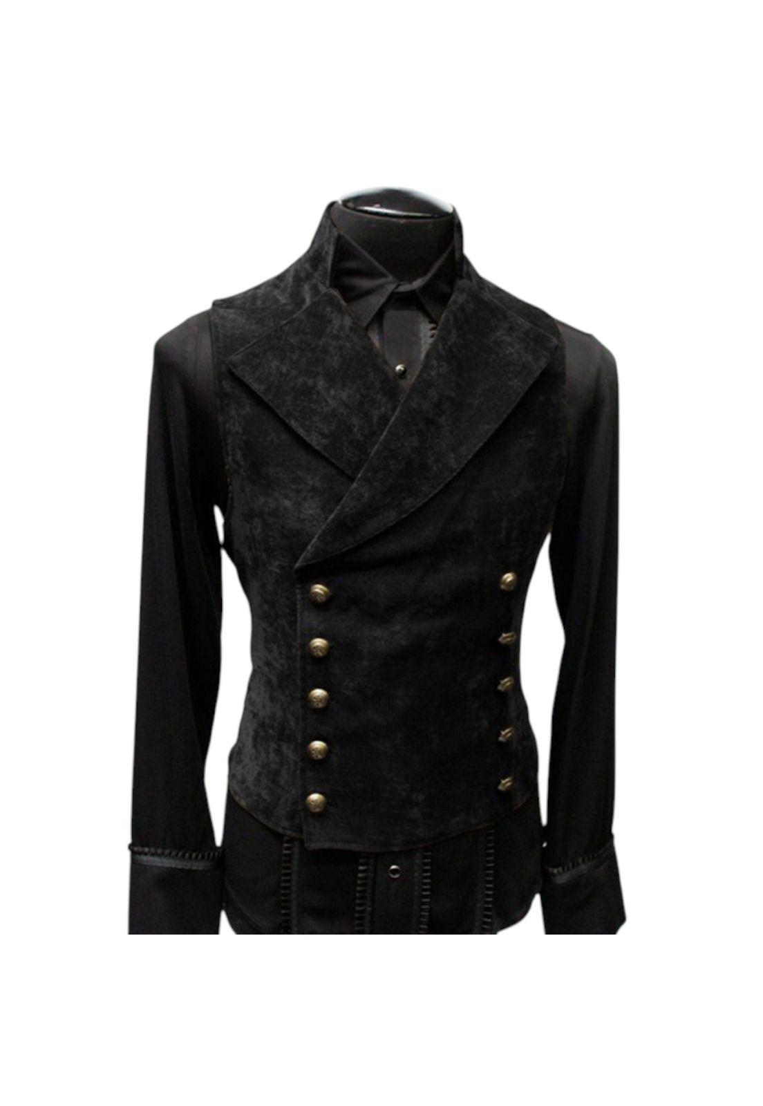 Chaleco Gillette Disfraz De Terciopelo Retro Steampunk-0
