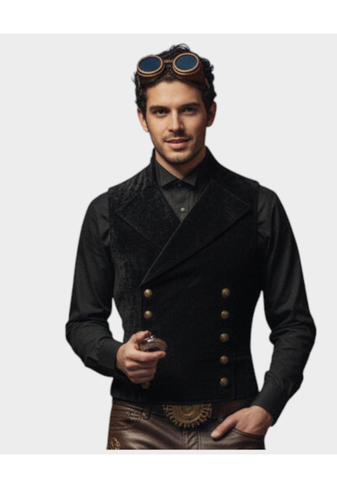 Chaleco Gillette Disfraz De Terciopelo Retro Steampunk-2