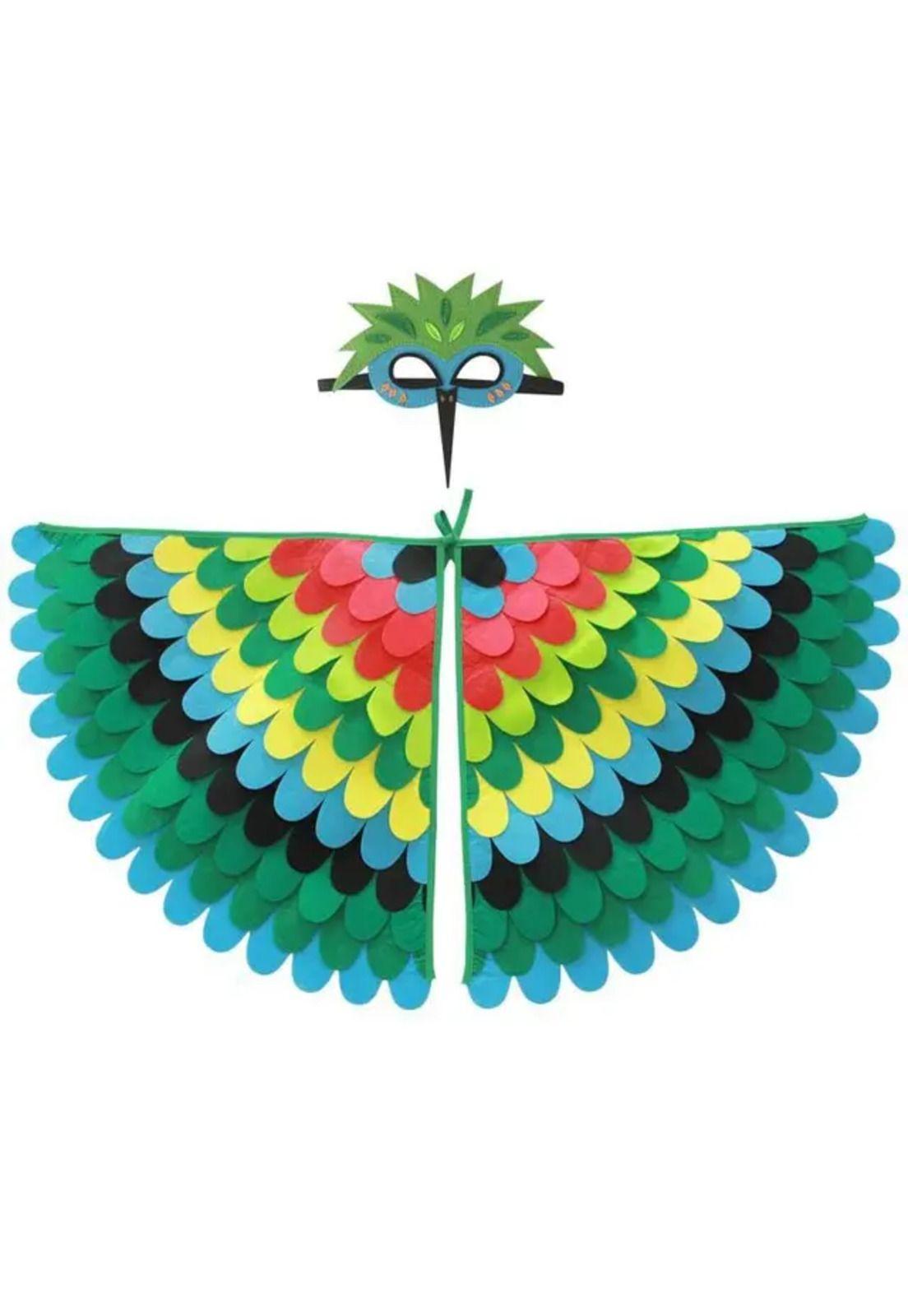Disfraz Infantil Cosplay Pajaro Ave Verde Niños Juegos Rol-0