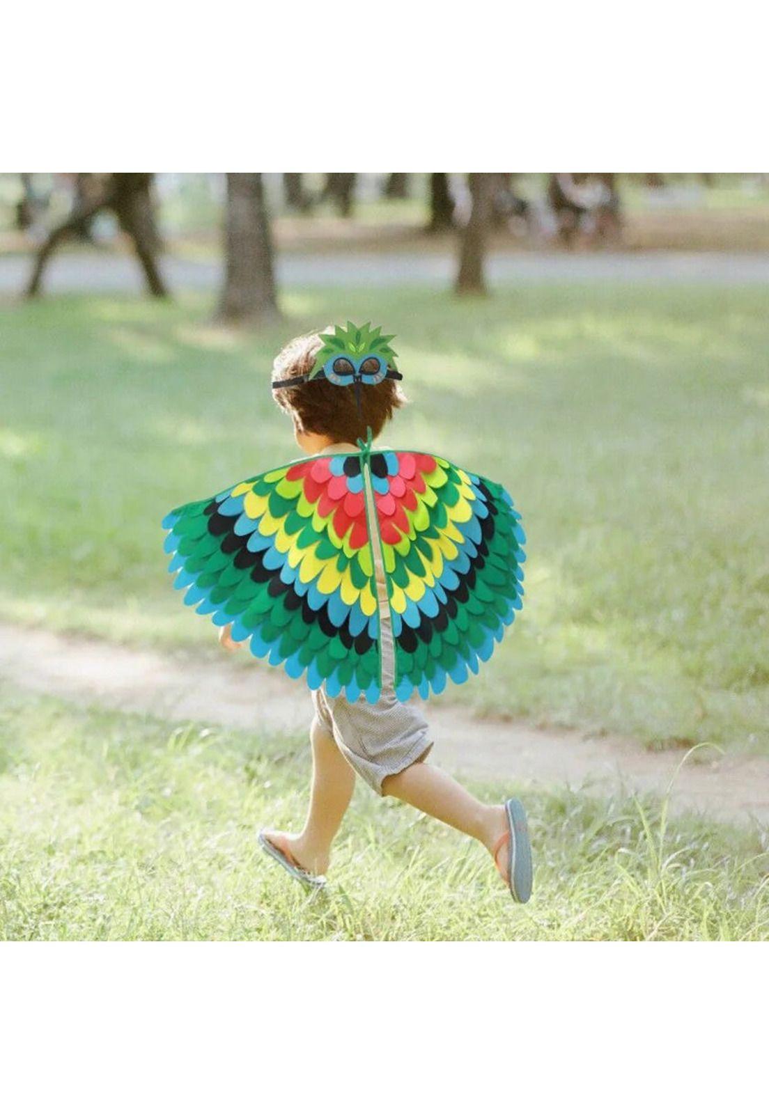 Disfraz Infantil Cosplay Pajaro Ave Verde Niños Juegos Rol-1