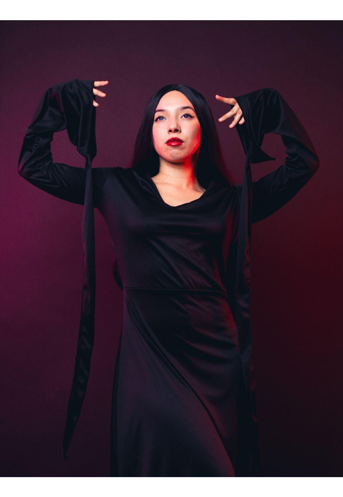 Vestido Disfraz Morticia Addams Halloween-0