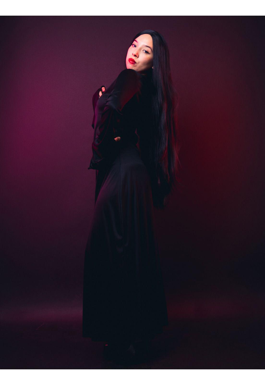 Vestido Disfraz Morticia Addams Halloween-3