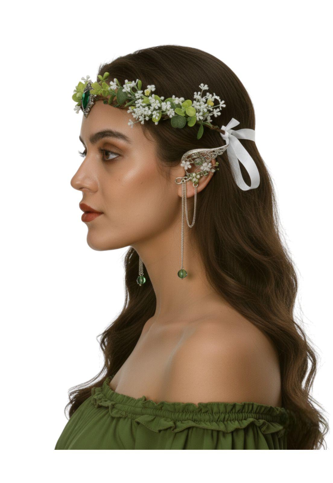 Corona De Elfo Diadema Medieval Con Flores Tiara-3