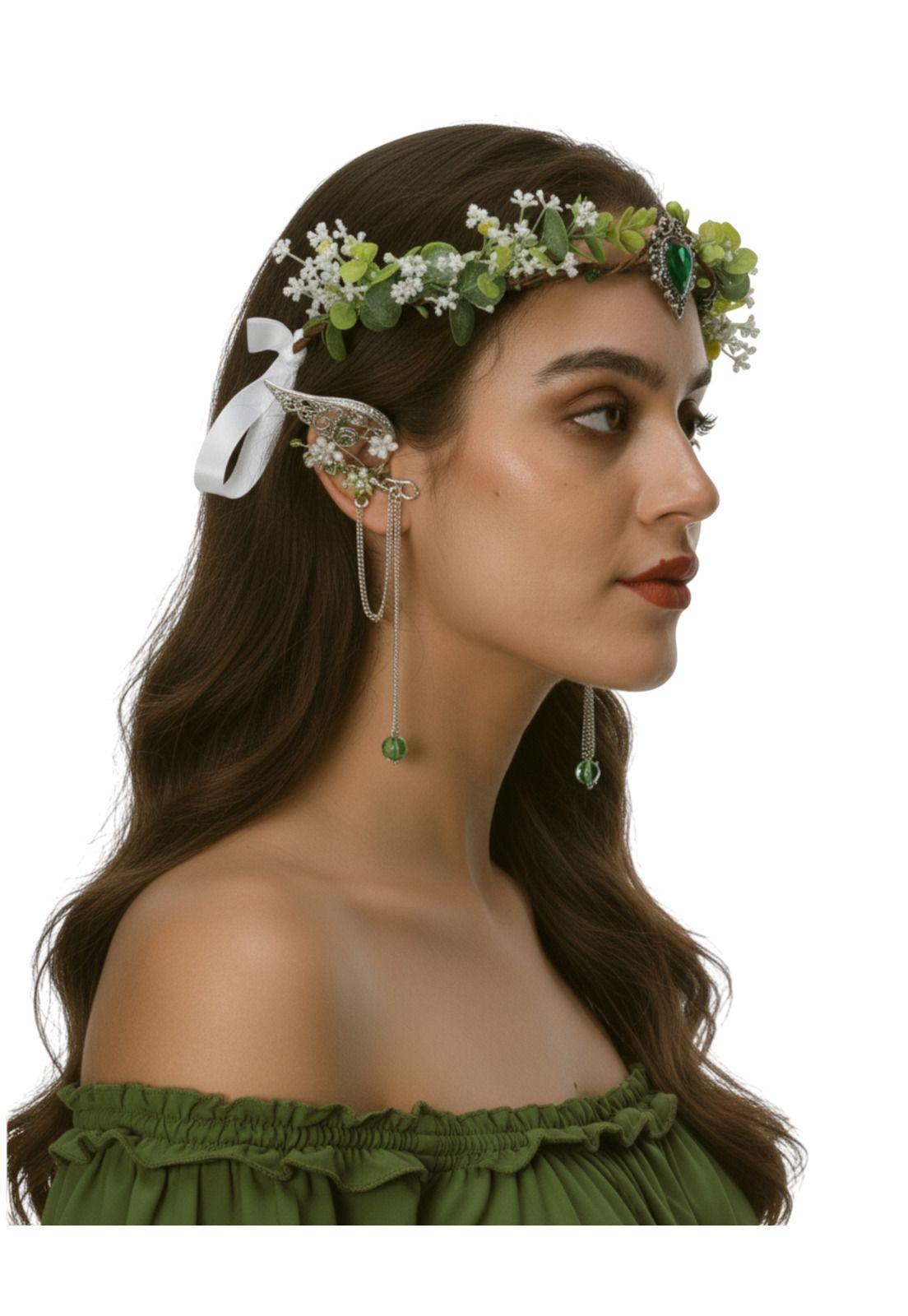 Corona De Elfo Diadema Medieval Con Flores Tiara-4