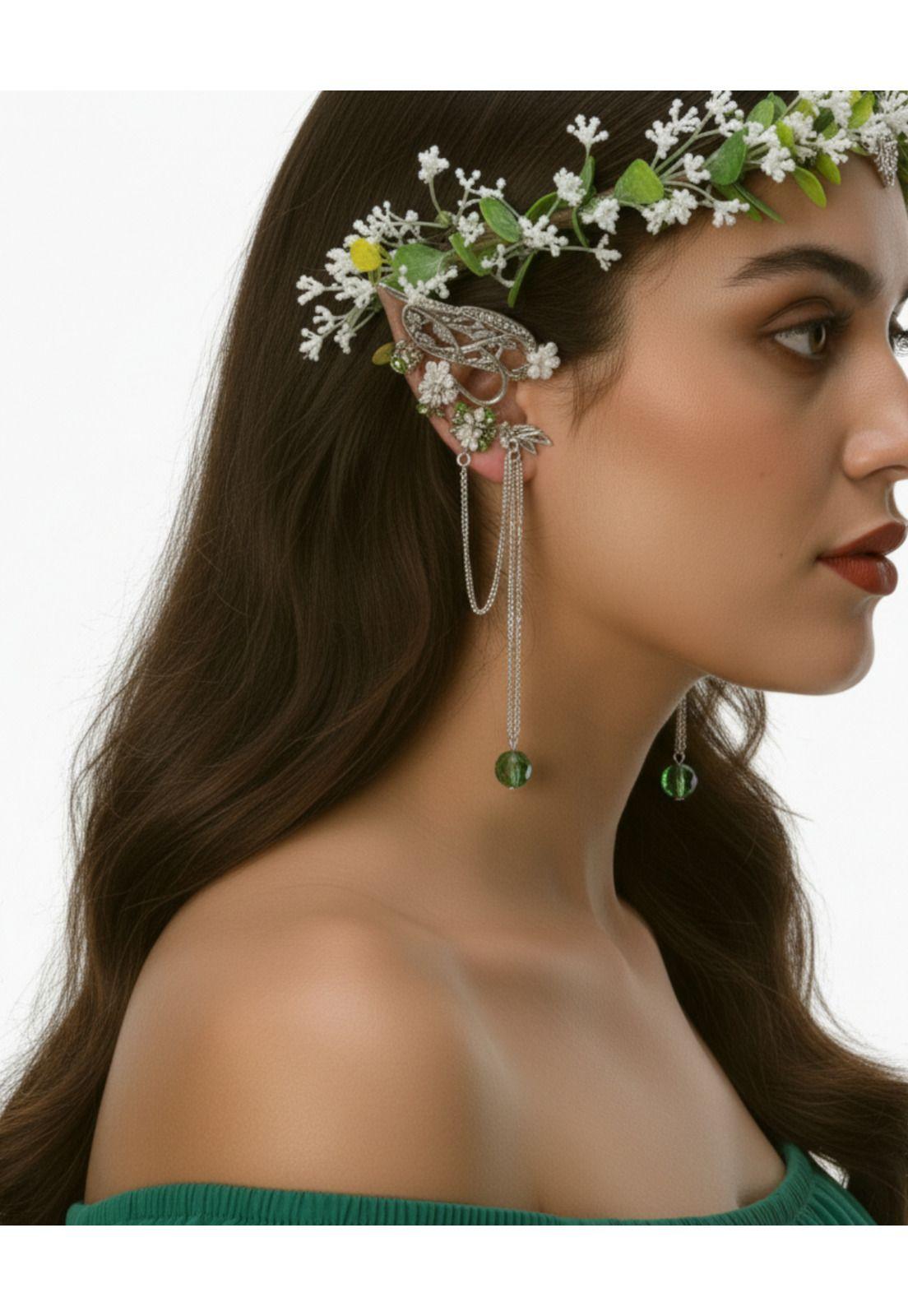 Corona De Elfo Diadema Medieval Con Flores Tiara-6